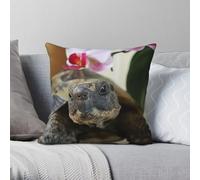 Little Foot The Tortoise Taie d'oreiller carrée Polyester Lin Velours Creative Zip Decor Throw Taie d'oreiller Voiture 45 x 45