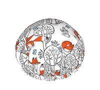 Little Fox And Birds Bonnet de douche imperméable pour bain élastique réutilisable pour femmes, casquettes pour filles Spa à usage domestique, hôtel et salon de coiffure