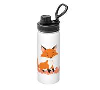 Little Fox in The Petals Bouteille d'eau isotherme en vrac en acier inoxydable avec couvercle pour adultes Idéal pour un usage quotidien et les activités de plein air 532 ml
