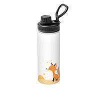 Little Fox in The Starry Sky Bouteille d'eau isotherme en vrac en acier inoxydable avec couvercle pour adultes Idéal pour un usage quotidien et les activités de plein air 532 ml