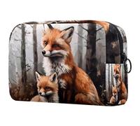 Little Fox Trousse à maquillage pour femme avec fermeture éclair Motif ourson et mère, multicolore, 18.5x7.5x13cm/7.3x3x5.1in, Trousse de toilette