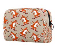 Little Fox Trousse à maquillage pour femme avec fermeture éclair, multicolore, 18.5x7.5x13cm/7.3x3x5.1in, Trousse de toilette
