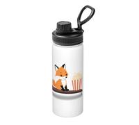 Little Fox Watching A Movie Bouteille d'eau isotherme en vrac en acier inoxydable avec couvercle pour adultes Idéal pour un usage quotidien et les activités de plein air 532 ml