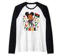 Little Free Juneteenth Black Girl Flag Manche Raglan