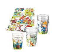 Little Friends 2018 Lot de 3 verres à paillettes en plastique Motif ferme