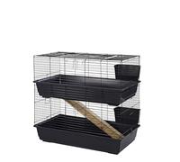 Little Friends Double Tier Rabbit Cage, 100cm, Blue/Black