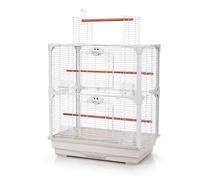 Little Friends OpenSky Cage à Oiseaux pour perruches, canaris, pinsons et calopsittes - Cage Blanche à Double Porte avec Ouverture sur Le Dessus avec perchoir de Jeu, 66 x 35 x 90 cm
