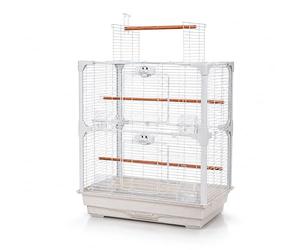 Little Friends OpenSky Cage à Oiseaux pour perruches, canaris, pinsons et calopsittes - Cage Blanche à Double Porte avec Ouverture sur Le Dessus avec perchoir de Jeu, 66 x 35 x 90 cm