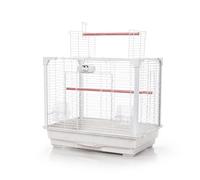 Little Friends Veranda Cage à Oiseaux pour perruches, canaris et pinsons - Cage Blanche avec Ouverture sur Le Dessus avec perchoir en Bois et Porte d'entrée, 51,5 x 41 x 65 cm