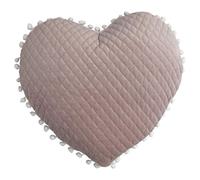 little furn. Grand Coussin pré-rempli en Forme de cœur avec Pompons - Rose Clair - 35 x 40 cm