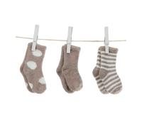 Little Giraffe Boîte de 6 paires de chaussettes Ensemble cadeau - Dot/solide/rayures 2 paires chaque (Lin)