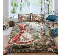 Little girl Ensemble De Literie Hypoallergique 3 pièces 3D Effet Respirante Victorian garden scène Housse de Couette avec 2 Taies d'oreiller Confortable for Chambre à Coucher Single（140x200cm）