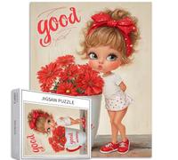 Little Girl Kissing Puzzle de 1 000 pièces pour adultes - Tasse à café - Bonjour - Jeux d'activités familiales - Puzzle coloré pour décoration d'intérieur - Cadeaux 50 x 70 cm