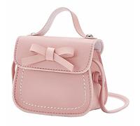 Little Girl's Leather Shoulder Bag - Under The Arm Purse, One-Shoulder & Solid Color(Pink)