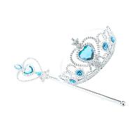 Little Girls Princess Crown Tiara and Wand Set Princess Cosplay Dress Up Costume Accessoires Blue 1set, Dishony