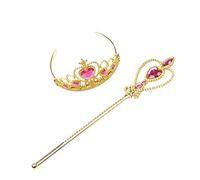 Little Girls Princess Crown Tiara and Wand Set Princess Cosplay Dress Up Costume Accessories Golden 1set, Fancy Dishing