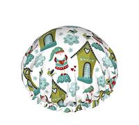 Little Gnomes With House Réutilisable Élastique Bain Bonnet De Douche Imperméable Pour Femmes, Casquettes Pour Filles Spa Usage Domestique, Hôtel Et Salon De Coiffure