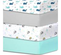 Little Grape Land 4PK Drap Housse 70x140,l'univers Baleines et Éléphants