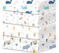 Little Grape Land Draps pour Lit Bébé 4 Pièces 60x120 cm - Drap Housse 60x120 Lit Bébé 100% Microfibre Respirante Oeko-TEX avec Protège Matelas Amovible et Motifs Mignons(Parc des Animaux)