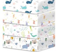 Little Grape Land Draps pour Lit Bébé 4 Pièces 60x120 cm,Drap Housse 60x120 Lit Bébé 100% Microfibre Respirante Oeko-TEX avec Protège Matelas Amovible et Motifs Mignons(Parc des Animaux)