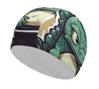 Little Green Bonnet de bain unisexe pour adulte Motif œuf de dragon Antidérapant Confortable Durable Facile à mettre et à enlever Bonnet de bain imperméable Garde les cheveux au sec