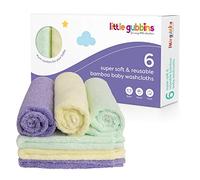 Little Gubbins Lot de 6 Chiffons de Lavage en Bambou Super Doux réutilisables pour Les Mains, Le Visage et Les Bosses | Utilisation comme Serviette, Flanelle ou Mousseline