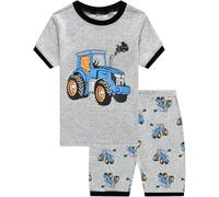 Little Hand Pyjama dinosaure pour petits enfants 100% coton pyjama court pour enfants camion pyjama d'été taille 2-7 T, 1 tracteur, 4 ans