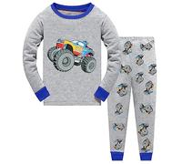 Little Hand Pyjama garçon Manches Longues Deux pièces Coton Enfants vêtements de Nuit Tracteur excavateur Camion de Pompier 110