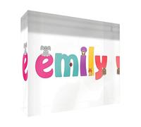 Little Helper Boîte encadrée Toile avec contour en bois massif au design Adorable Illustration, fille du nom (34 x 88 x 3 cm, grand, blanc, Géorgie)