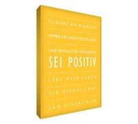 Little Helper BP1216-06G Feel Good Art Tableau sur toile épaisse avec citations positives Motif Typographie moderne Jaune 40 x 30 cm