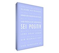 Little Helper BP1216-14G Feel Good Art Tableau sur toile épaisse avec citations positives Motif Typographie moderne Bleu clair 40 x 30 cm