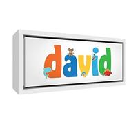 Little Helper DAVID1542-FC-15DE Impression sur toile montée sur châssis en bois avec nom de garçon 24,5 x 33 x 3 cm