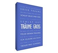 Little Helper drbg128-04 G Feel Good Art Décoration murale sur une toile dans un style, Träume, brut (Dream Big Typographie moderne - Texte allemand), 30 x 20 CM, bleu