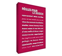 Little Helper Feel Good Art Toile sur Cadre Mural de Style Moderne Règle de Notre Maison Framboise 60 x 40 cm
