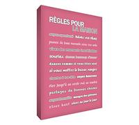 Little Helper Feel Good Art Toile sur Cadre Mural de Style Moderne Règle de Notre Maison Vintage Rose 91 x 60 cm