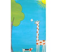 Little Helper IVI Tapis épais hypoallergénique, 3D haute qualité Thème girafe Turquoise Grand format 100 x 150 cm