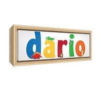 Little Helper LHV-DARIO-1542-FCNAT-15IT Impression sur toile encadrée en bois naturel, dessin personnalisable avec nom de garçon Dario 25 x 63 x 3 cm multicolore