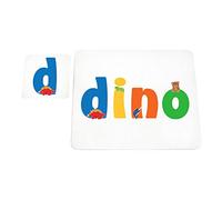 Little Helper LHV-DINO-COASTERANDPLACEMAT-15IT Dessous de verre et sets de table avec finition brillante, personnalisés pour garçons, nom Dino, multicolore, 21 x 30 x 2 cm