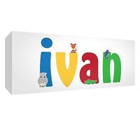 Little Helper LHV-IVAN-515BLK-15IT Panneau décoratif pour nouveau-né/baptême Idée cadeau, dessin personnalisable avec nom de garçon Ivan 5 x 15 x 2 cm multicolore