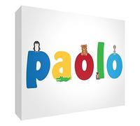 Little Helper LHV-PAOLO-515BLK-15IT Panneau décoratif pour nouveau-né/baptême, idée cadeau, dessin personnalisable avec nom de garçon Paolo 10.5 x 14.8 x 2 cm multicolore