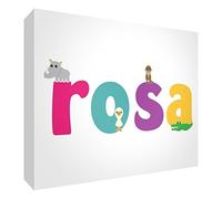 Little Helper LHV-ROSA-A7BLK-15IT Panneau décoratif pour Nouveau-né/baptême, idée Cadeau, Dessin Personnalisable avec nom de Fille Rose, Multicolore, 7,4 x 10,5 x 2 cm