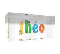 Little Helper LHV-THÉO-521BLK-15FR Souvenir Décoratif en Acrylique Transparent Poli comme Diamant Style Illustratif Coloré avec le Nom de Jeune Garçon Théo 5 x 21 x 2 cm Grand
