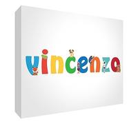 Little Helper LHV-VINCENCE-A6BLK-15IT Panneau décoratif pour nouveau-né/baptême idée cadeau, design personnalisable avec nom de garçon Vincenzo, multicolore, 10,5 x 14,8 x 2 cm