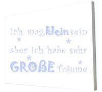 Little Helper LTDR128-14G Feel Good Art Tableau sur toile avec citations en langue allemande en langue allemande Ich mag klein sein, aber ich habe très grands rêves Bleu clair 30 x 20 cm
