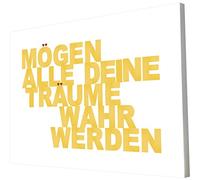 Little Helper MAYDR128-06G Feel Good Art Tableau sur toile avec citations en langue allemande Typographie moderne Jaune 30 x 20 cm