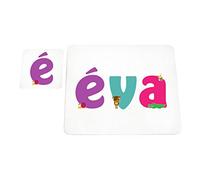 Little Helper Napperon avec Coaster Style Illustratif Coloré avec le Nom de Jeune Fille Éva