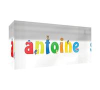 Little Helper Souvenir Décoratif en Acrylique Transparent Poli comme Diamant Style Illustratif Coloré avec le Nom de Jeune Garçon Antoine 5 x 21 x 2 cm Grand