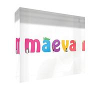 Little Helper Souvenir Décoratif en Acrylique Transparent Poli comme Diamant Style Illustratif Coloré avec le Nom de Jeune Fille Maeva 14,8 x 21 x 2 cm Grand