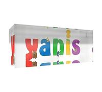 Little Helper Souvenir Décoratif en Acrylique Transparent Poli comme Diamant Style Illustratif Coloré avec le Nom de Jeune Garçon Yanis 5 x 21 x 2 cm Grand