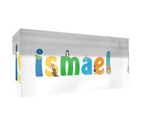 Little Helper Souvenir Décoratif en Acrylique Transparent Poli comme Diamant Style Illustratif Coloré avec le Nom de Jeune Garçon Ismael 5 x 15 x 2 cm Petit
